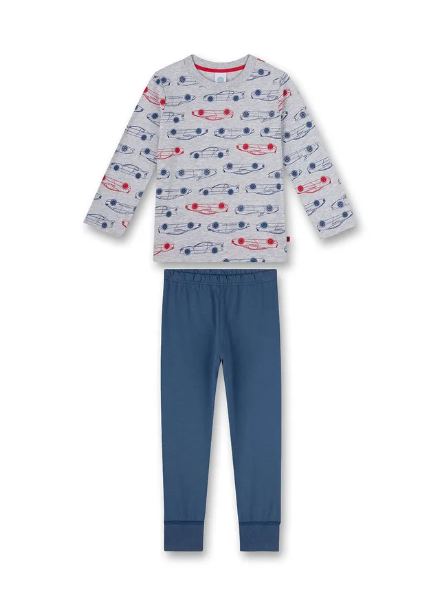 sanetta-jungen-schlafanzug-lang-graumelange-auto-pyjamaset image 1