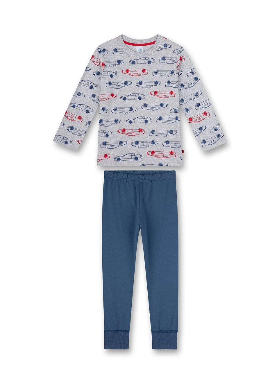 sanetta-jungen-schlafanzug-lang-graumelange-auto-pyjamaset image 1