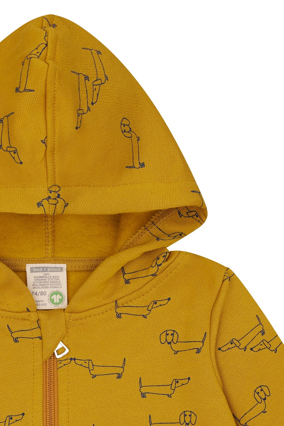 loud-proud-sweatjacke-mit-kapuze-dackel-allover-kapuzenjacke-mit-rei-verschluss image 3