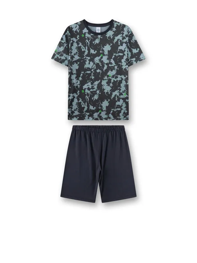 sanetta-jungen-schlafanzug-kurz-blau-basketball-100-baumwolle image 1