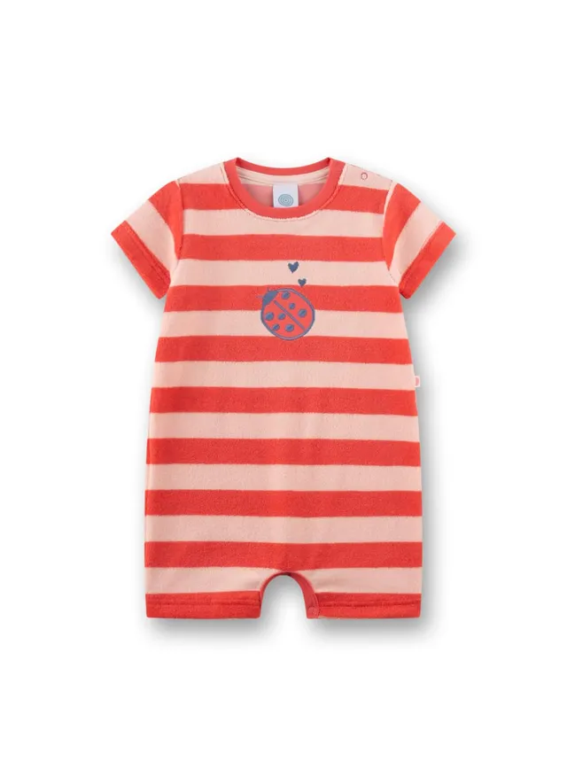 sanetta-baby-strampler-kurz-rot-ringel-marienk-fer-frott-e-spieler-f-r-m-dchen image 1