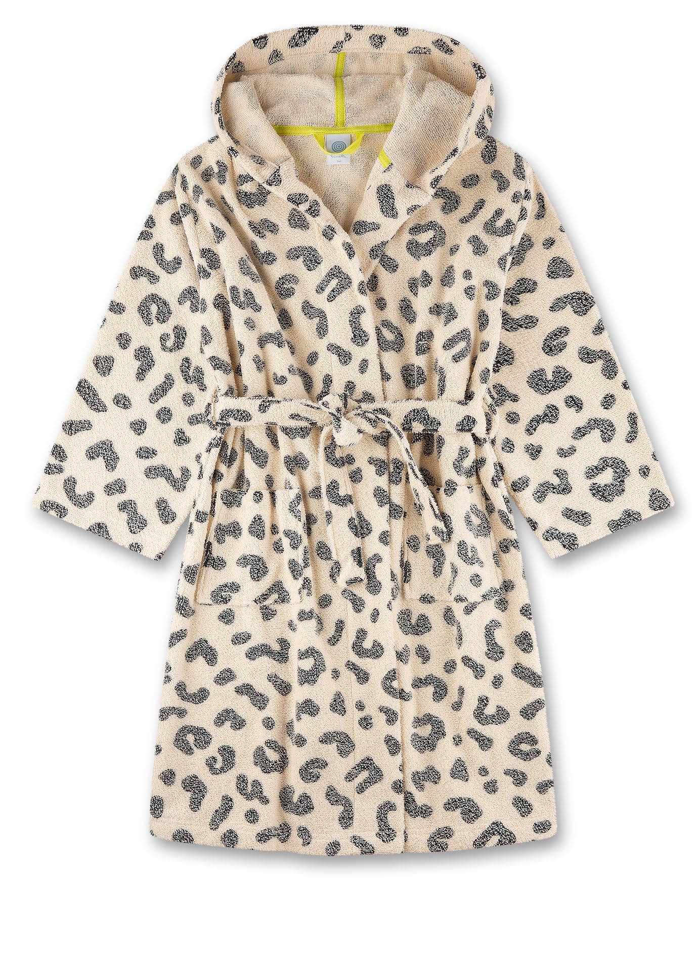 sanetta-m-dchen-bademantel-beige-mit-leo-muster-aus-baumwoll-mix image 1