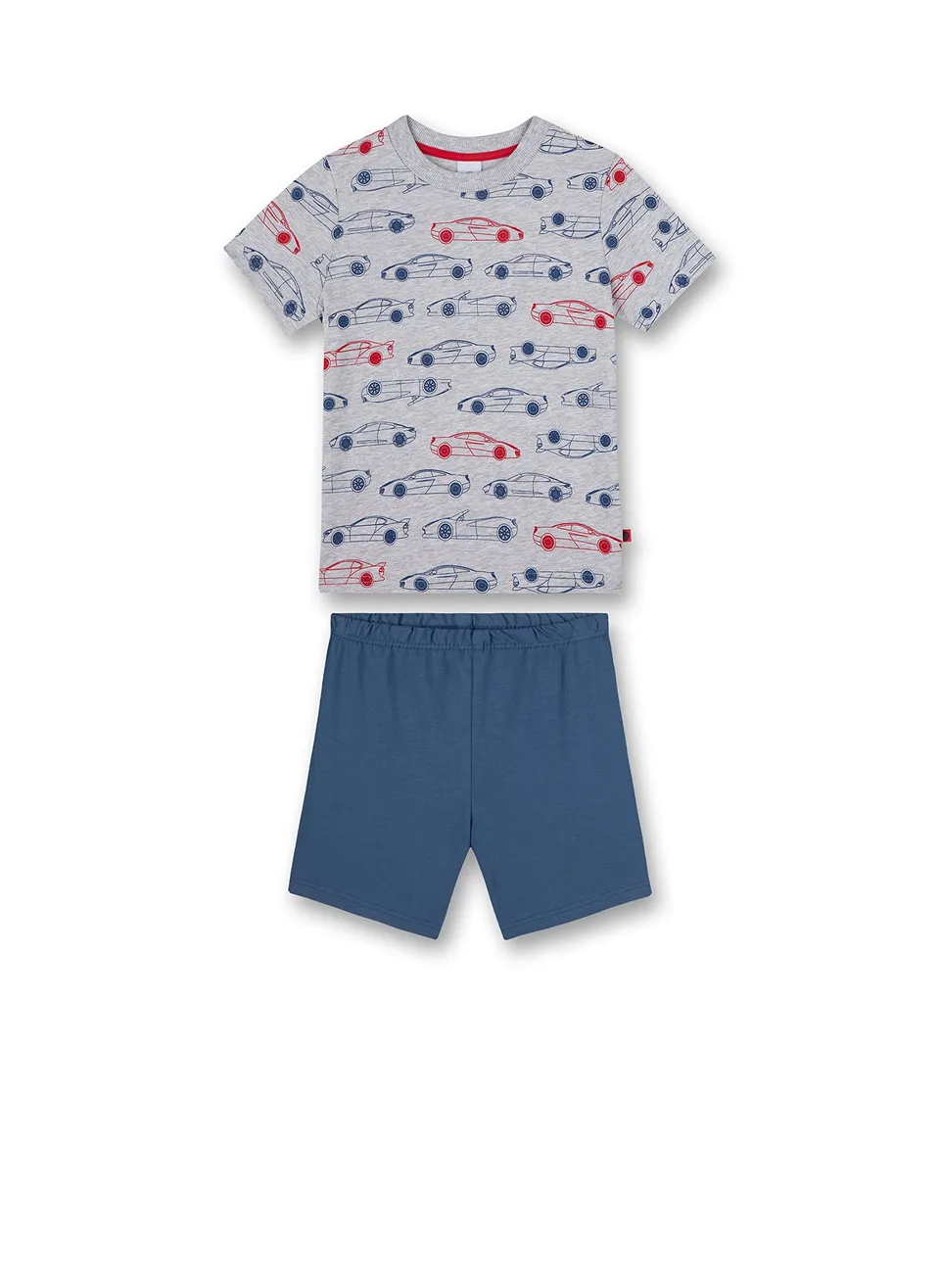 sanetta-jungen-schlafanzug-kurz-graumelange-auto-pyjamaset image 1