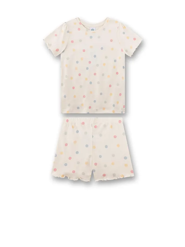 sanetta-pure-m-dchen-schlafanzug-kurz-beige-dots-100-bio-baumwolle image 1