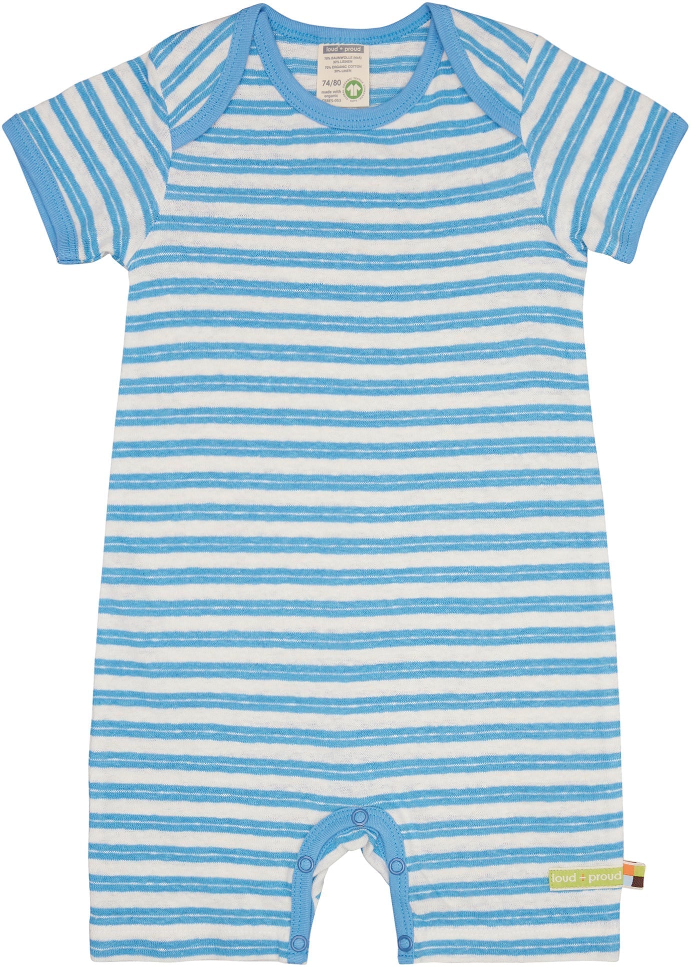 loud-proud-spieler-streifen-mit-leinen-baby-strampler image 1