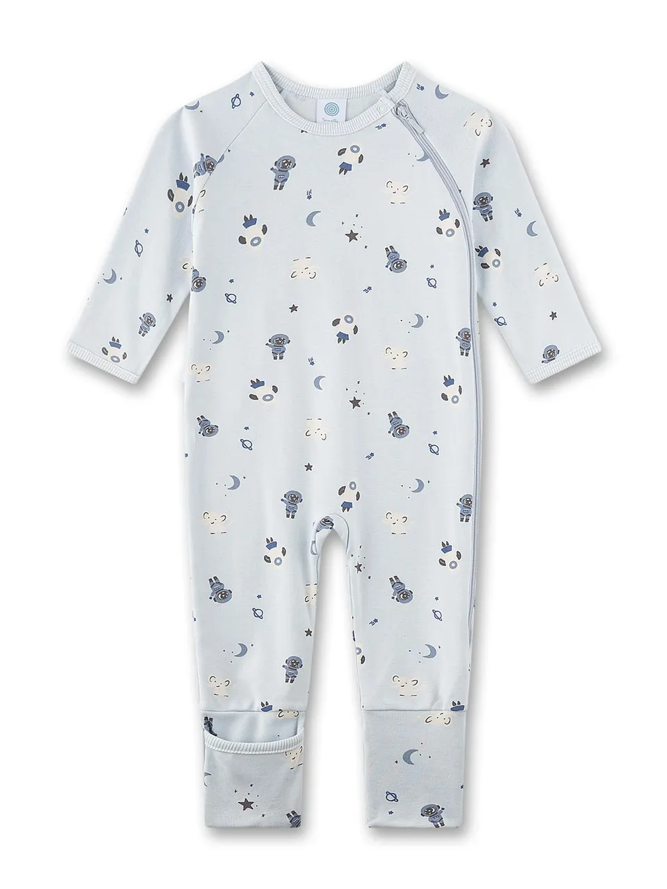 sanetta-baby-strampler-hellblau-weltall-jungen-overall image 1