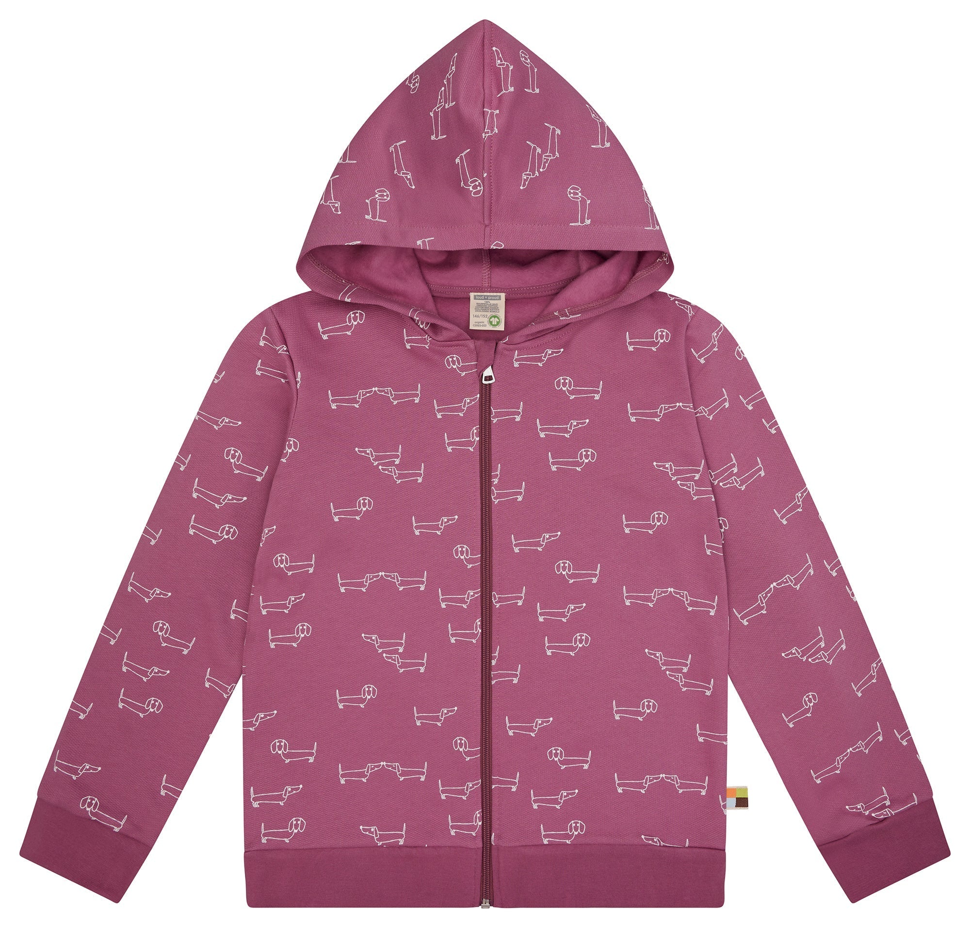 loud-proud-sweatjacke-mit-kapuze-dackel-alloverprint-kinder-kapuzenjacke-aus-bio image 4