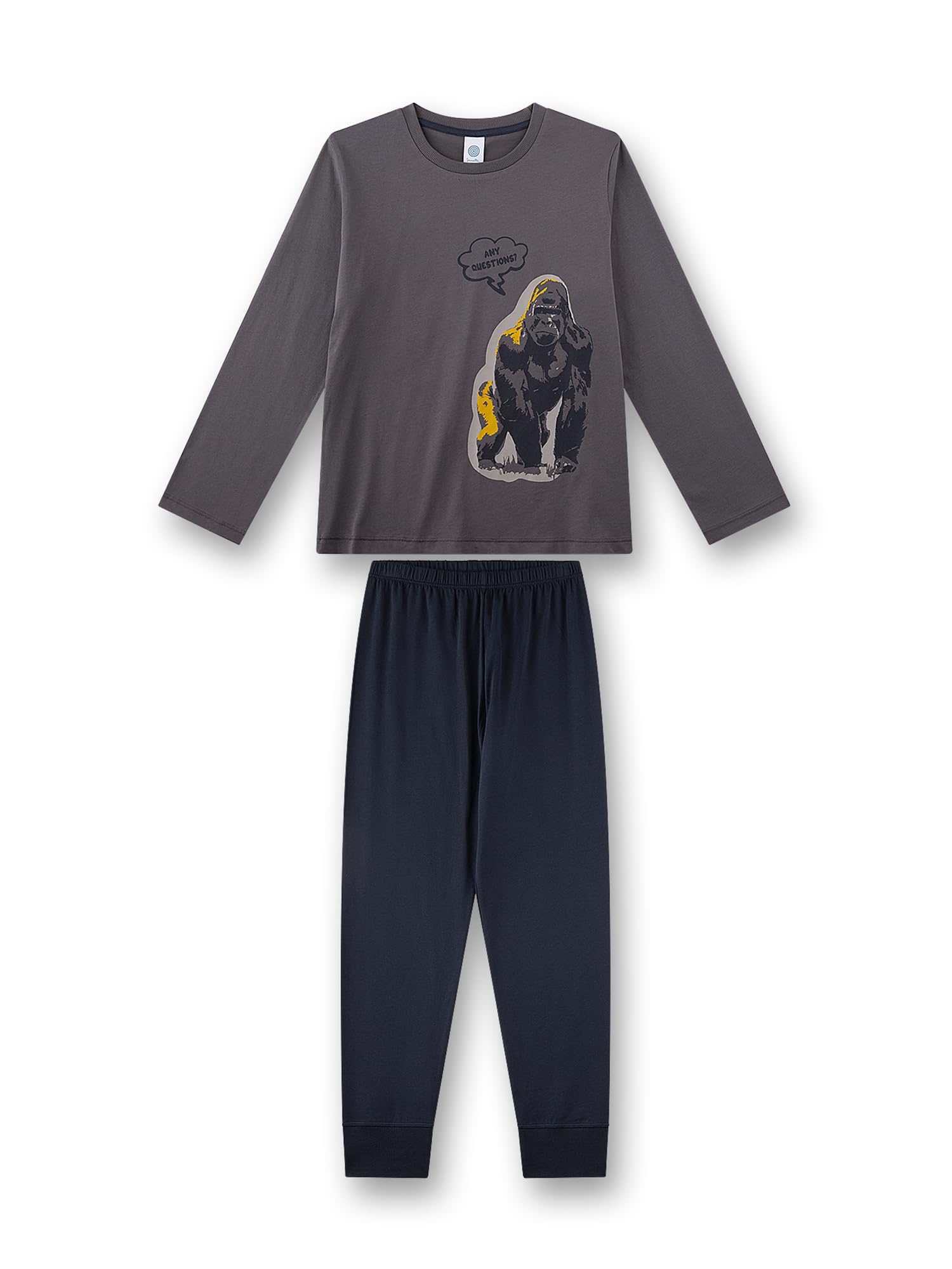 sanetta-jungen-schlafanzug-lang-dunkelgrau-gorilla-baumwolle-kinderpyjama image 1