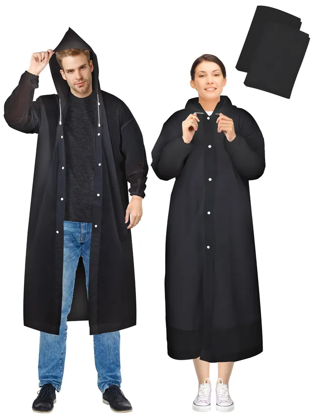 desoto-regenponcho-transparent-2-st-ck-schwarz-wiederverwendbarer-eva-regenmante image 1