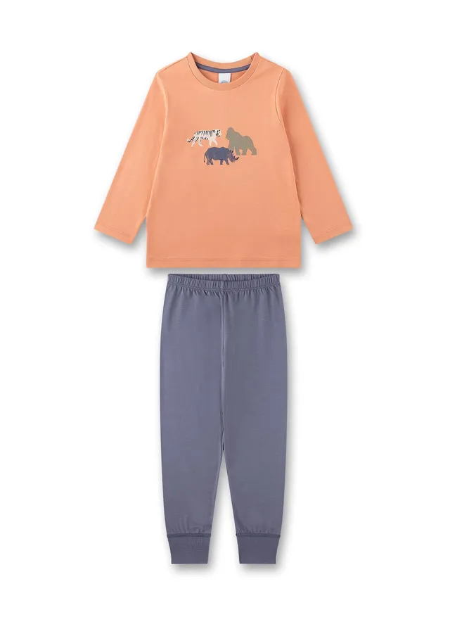 sanetta-jungen-schlafanzug-orange-pyjamaset-aus-baumwolle image 1