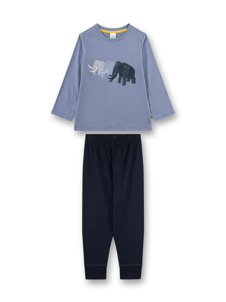 sanetta-jungen-schlafanzug-lang-blau-mammut-aus-baumwolle image 1