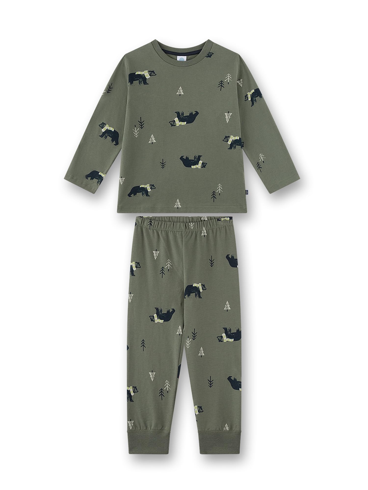 sanetta-jungen-schlafanzug-lang-khaki-b-r-allover-baumwolle image 1