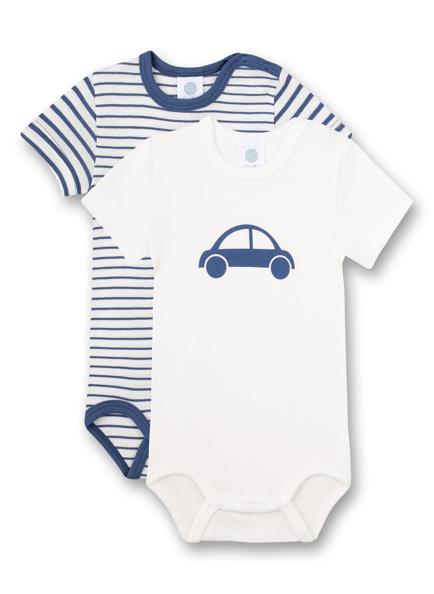 sanetta-baby-body-halbarm-doppelpack-wei-blau-ringel-auto-bio-baumwolle-2er-set image 1