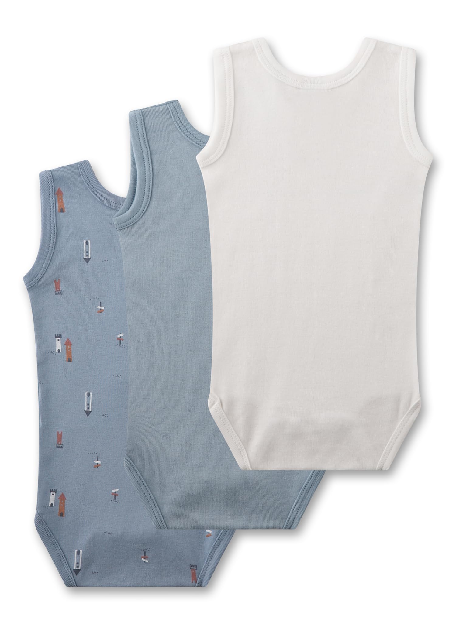 sanetta-baby-body-rmellos-dreierpack-off-white-blau-turm-aus-bio-baumwolle-f-r-j image 2