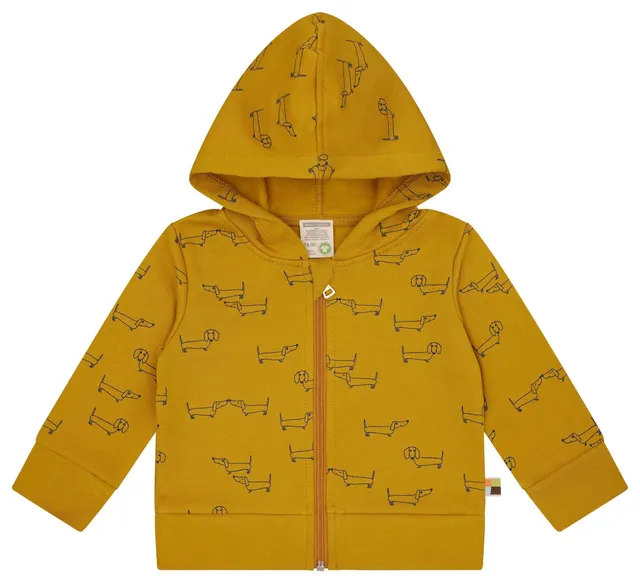 loud-proud-sweatjacke-mit-kapuze-dackel-allover-kapuzenjacke-mit-rei-verschluss image 1