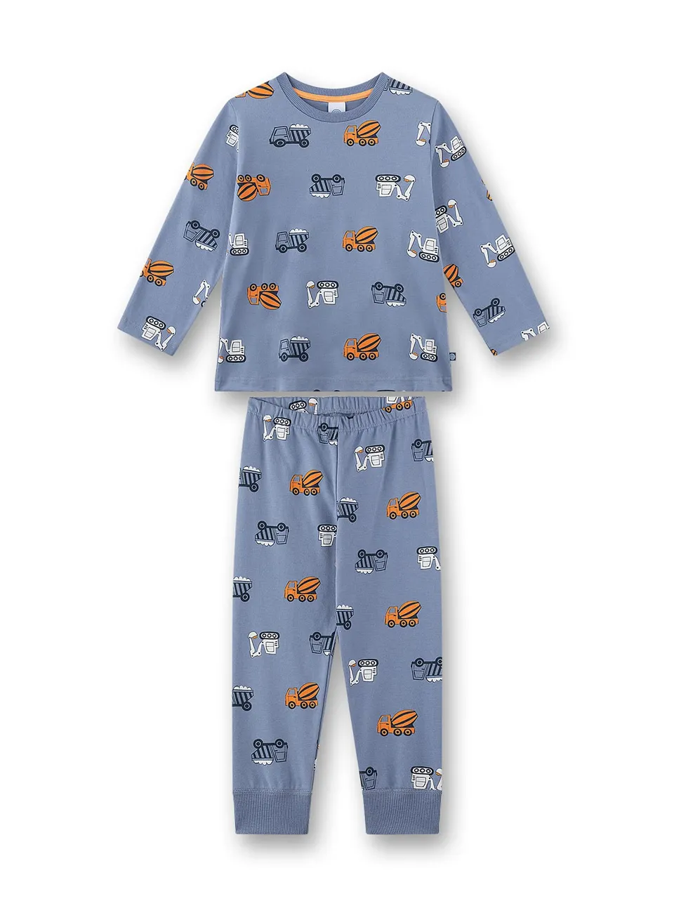 sanetta-jungen-schlafanzug-lang-blau-baustellen-fahrzeuge-kinderpyjama-aus-baumw image 1