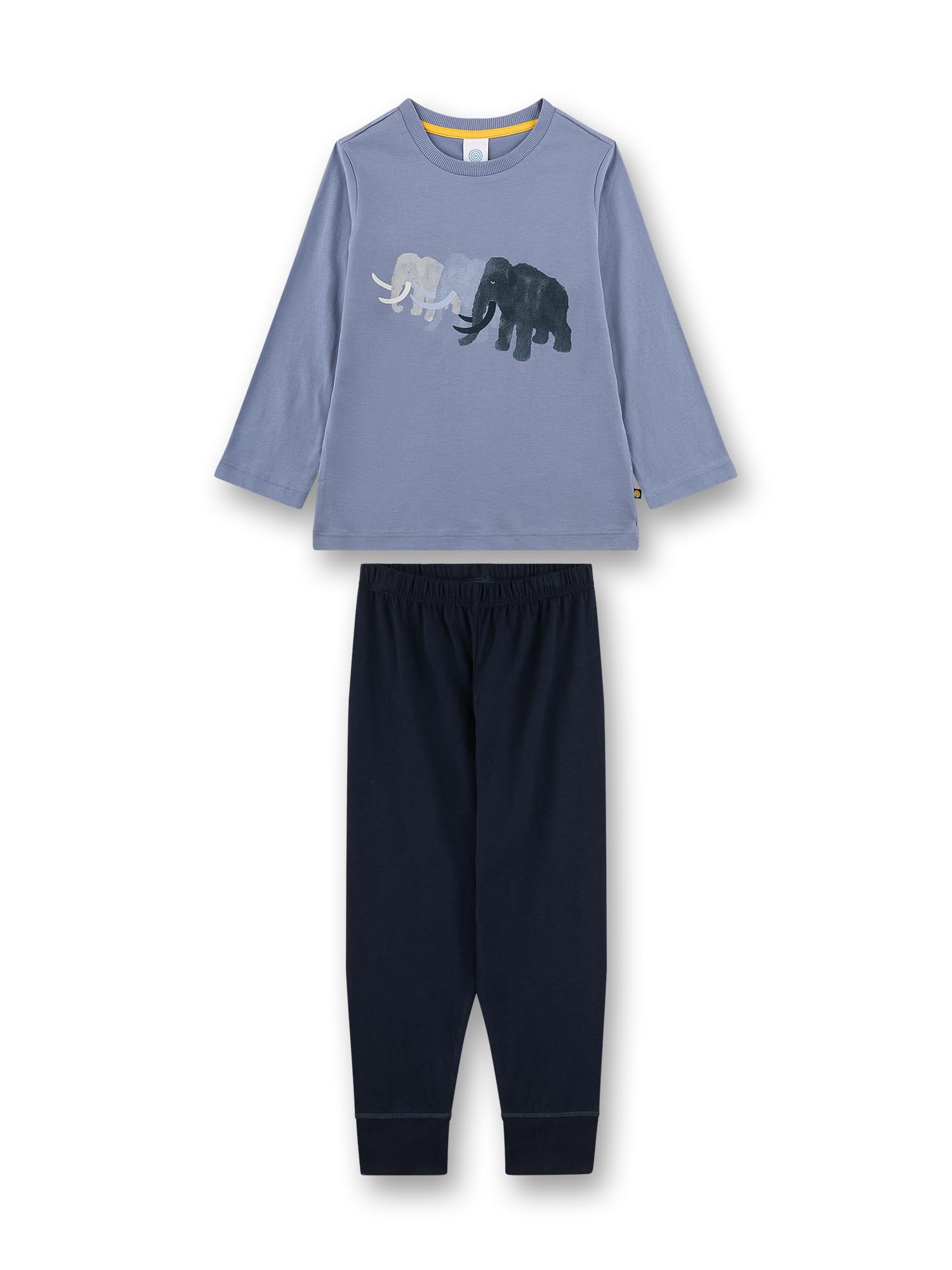 sanetta-jungen-schlafanzug-lang-blau-mammut-aus-baumwolle image 1