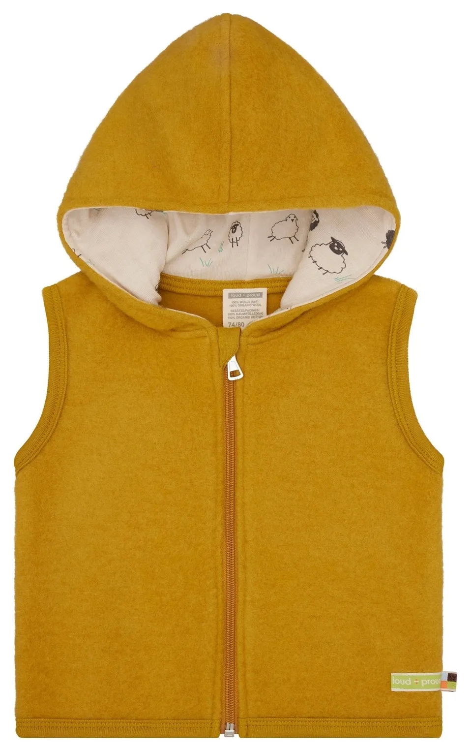 loud-proud-merino-wollfleece-weste-mit-kapuze-bio-woll-fleece-weste image 1