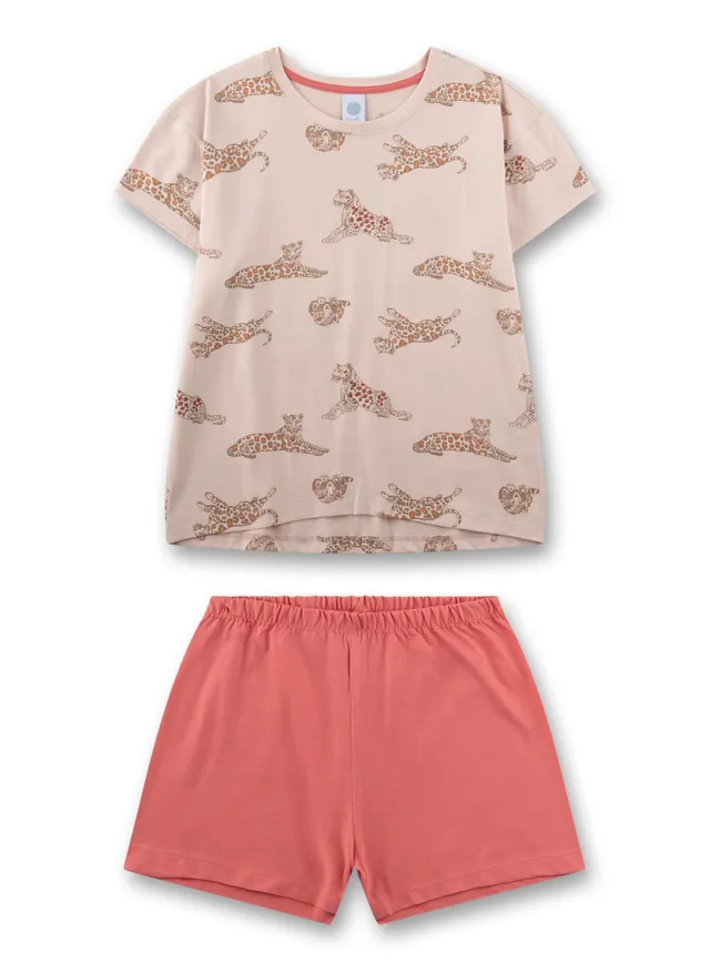 sanetta-m-dchen-schlafanzug-kurz-orange-leopard-aus-100-baumwolle image 1