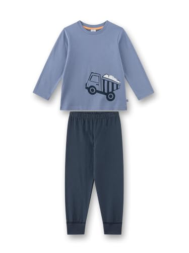 sanetta-jungen-schlafanzug-lang-blau-baufahrzeuge-baumwolle image 4