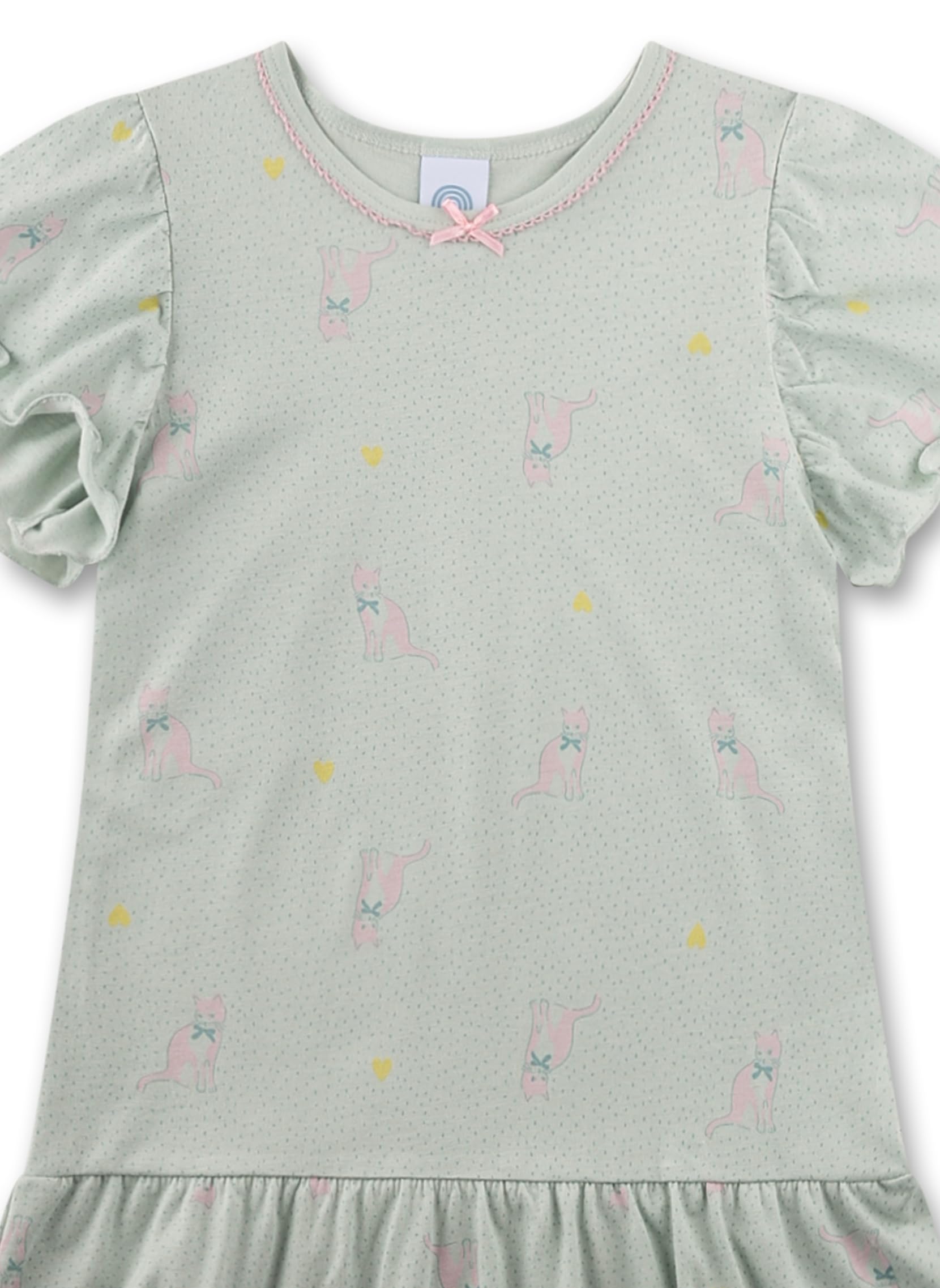 sanetta-m-dchen-nachthemd-kurzarm-gr-n-katze-baumwoll-modal-mix image 3