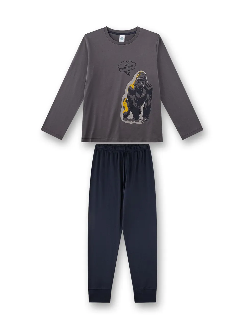 sanetta-jungen-schlafanzug-lang-dunkelgrau-gorilla-baumwolle-kinderpyjama image 1