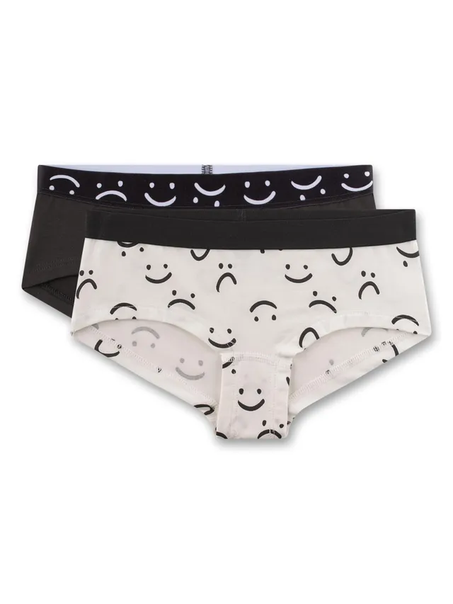 sanetta-m-dchen-hipster-doppelpack-schwarz-wei-gesichter-aus-baumwoll-mix image 1