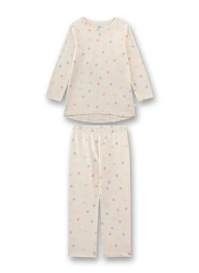sanetta-pure-m-dchen-schlafanzug-lang-beige-dots-aus-100-bio-baumwolle image 1