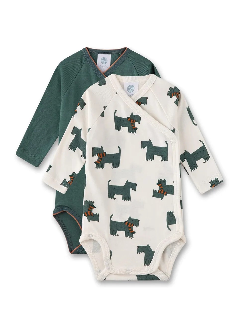sanetta-wickelbody-langarm-doppelpack-off-white-gr-n-hunde-allover-f-r-jungen image 1