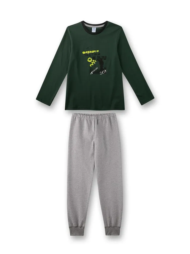 sanetta-jungen-schlafanzug-lang-gr-n-pyjamaset-aus-100-baumwolle image 1