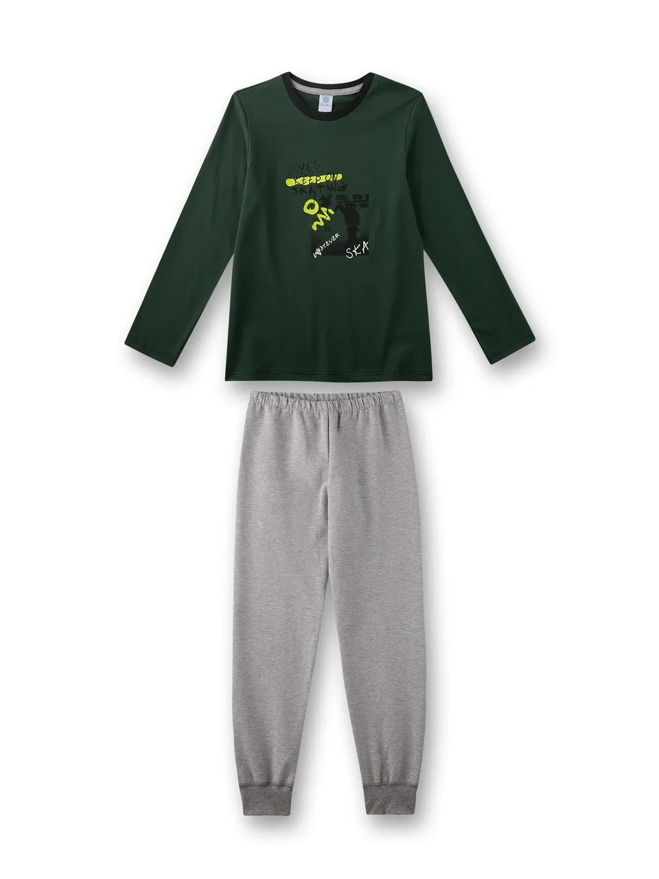 sanetta-jungen-schlafanzug-lang-gr-n-pyjamaset-aus-100-baumwolle image 1