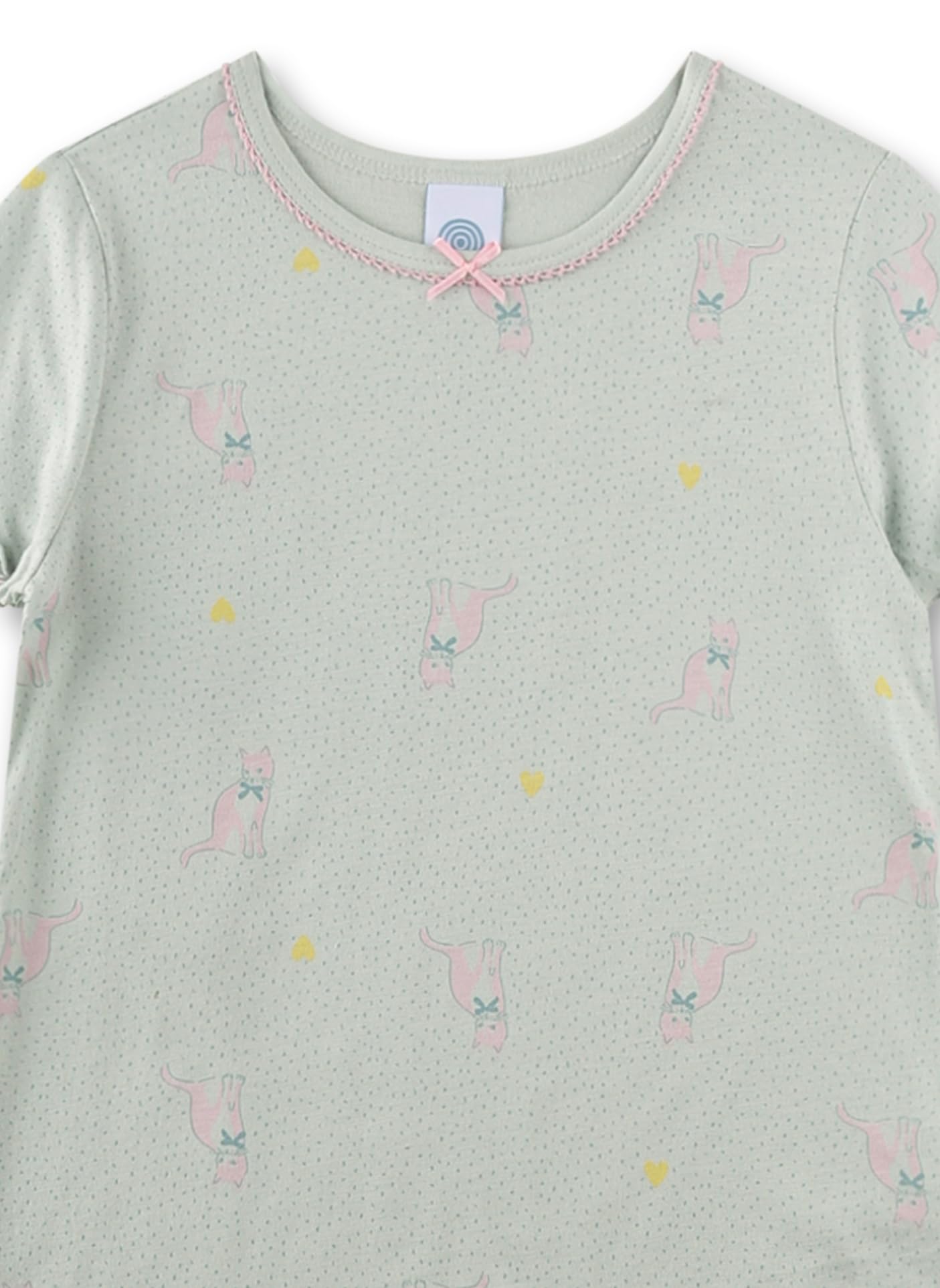 sanetta-m-dchen-schlafanzug-kurz-gr-n-katze-schlafanzug-aus-baumwoll-modal-mix image 3