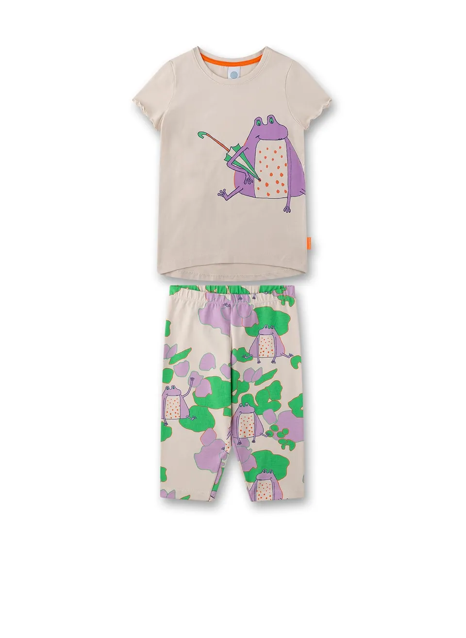sanetta-m-dchen-schlafanzug-kurz-beige-mit-frosch-allover-pyjamaset-aus-baumwoll image 1