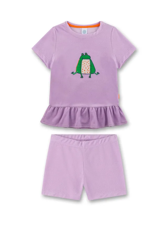 sanetta-m-dchen-schlafanzug-kurz-lila-frosch-pyjamaset-aus-nicky image 1