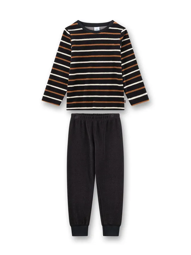 sanetta-jungen-schlafanzug-lang-frottee-blau-ringel image 1