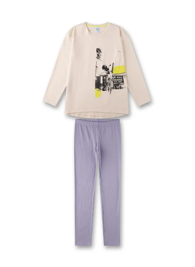 sanetta-m-dchen-schlafanzug-lang-beige-pyjamaset-aus-baumwolle-f-r-m-dchen image 1