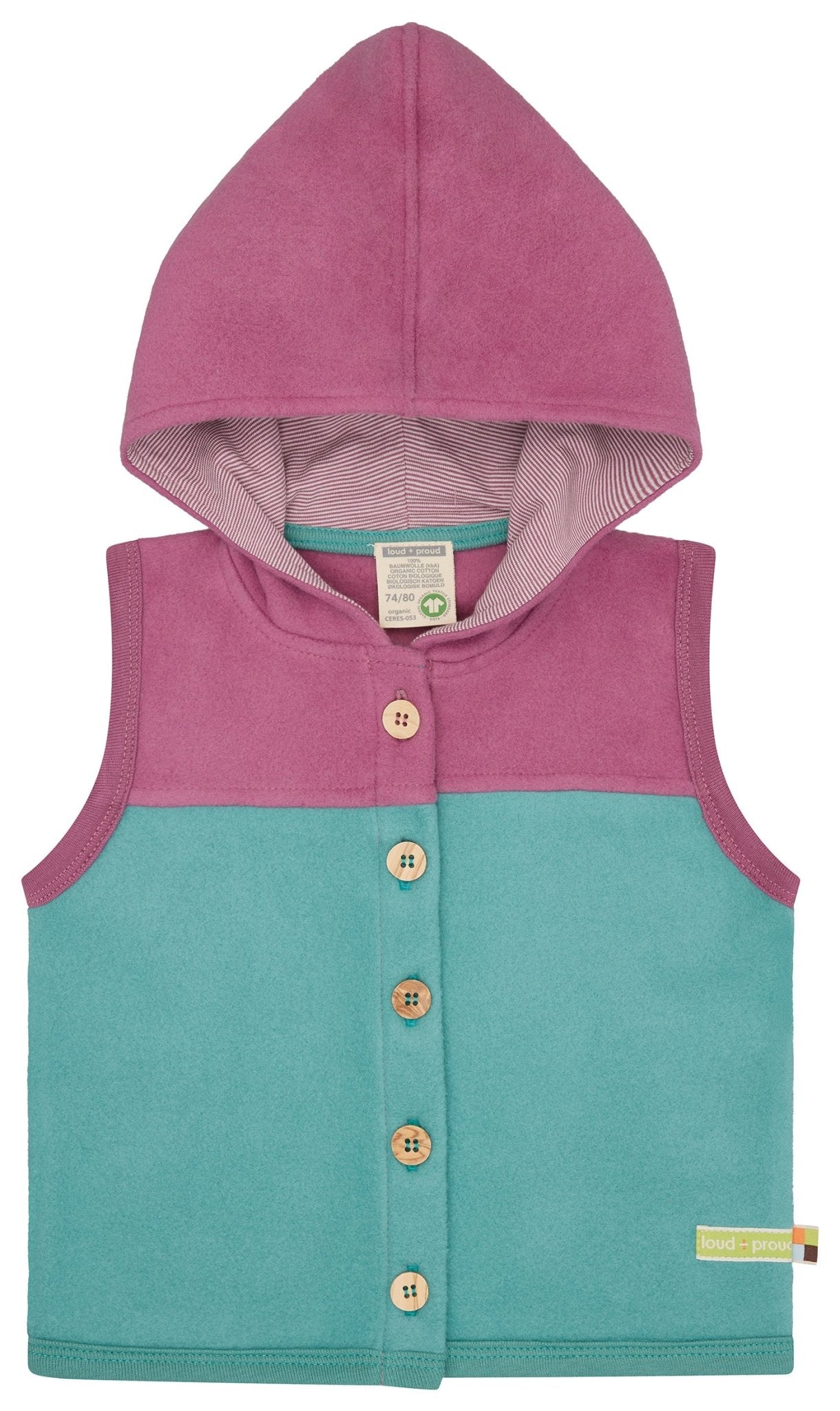 loud-proud-weste-aus-baumwoll-fleece-mit-kapuze-colorblock image 7