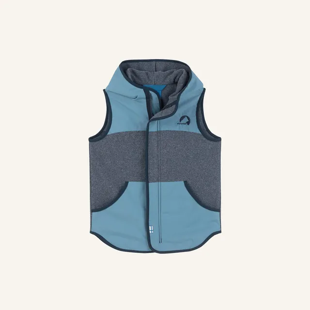 finkid-onni-knit-kinder-strickfleece-weste-zip-in-mit-zwergenkapuze image 1