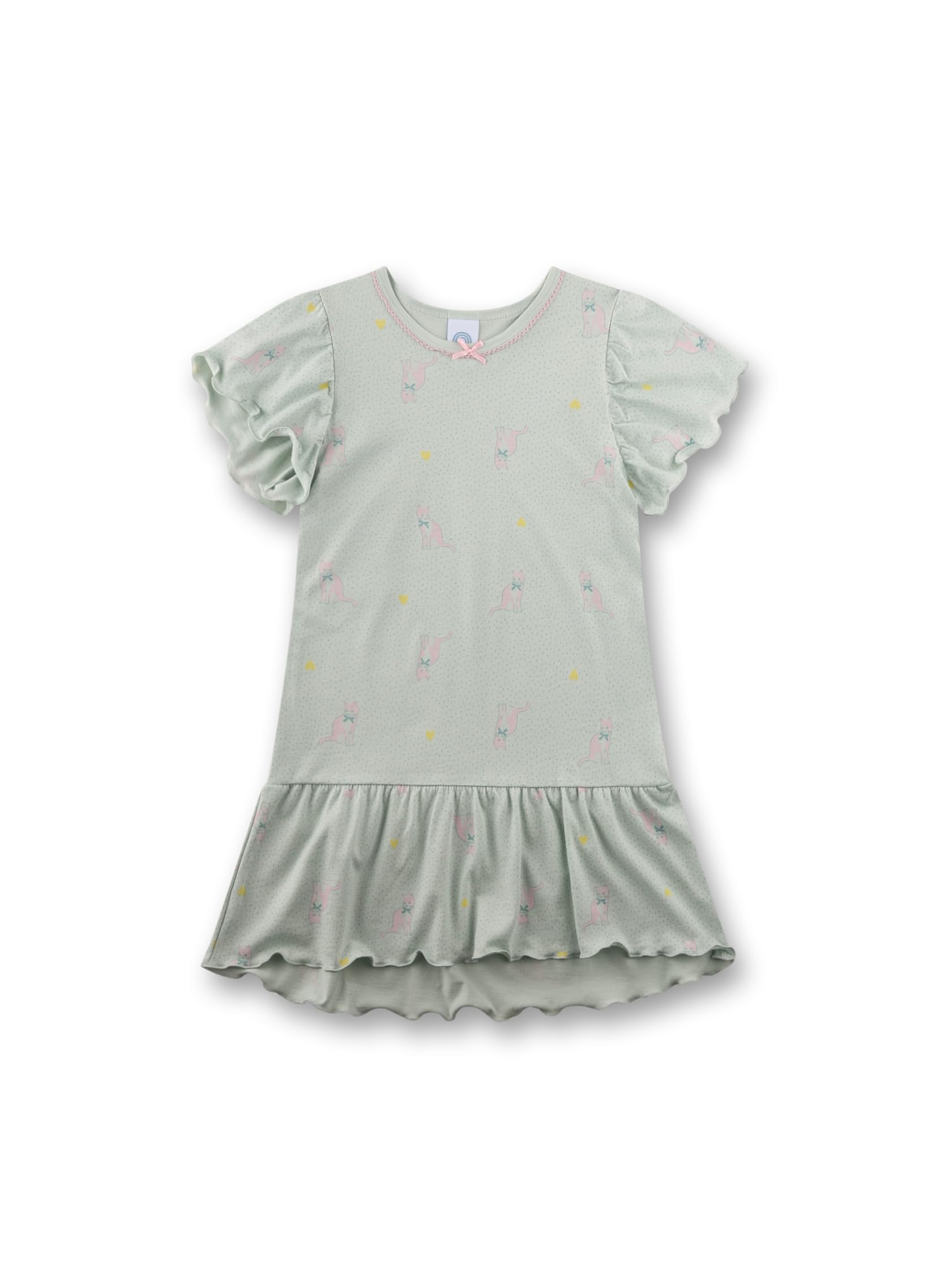 sanetta-m-dchen-nachthemd-kurzarm-gr-n-katze-baumwoll-modal-mix image 1