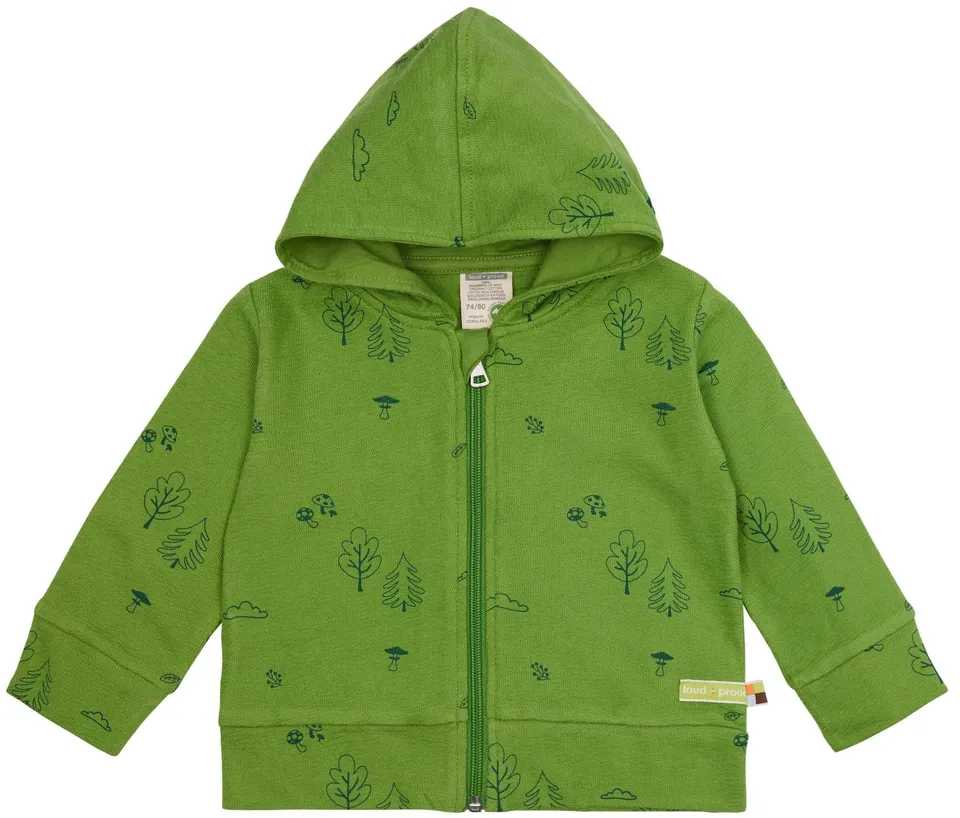 loud-proud-jacke-strukturstrick-mit-druck-kapuzenjacke-wald-motiv image 1