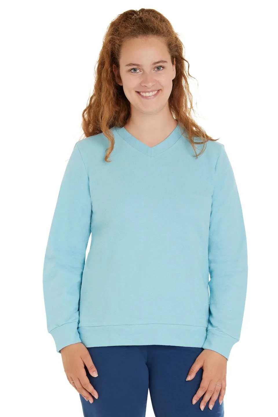loud-proud-damen-sweat-strukturmuster-mit-v-ausschnitt image 1