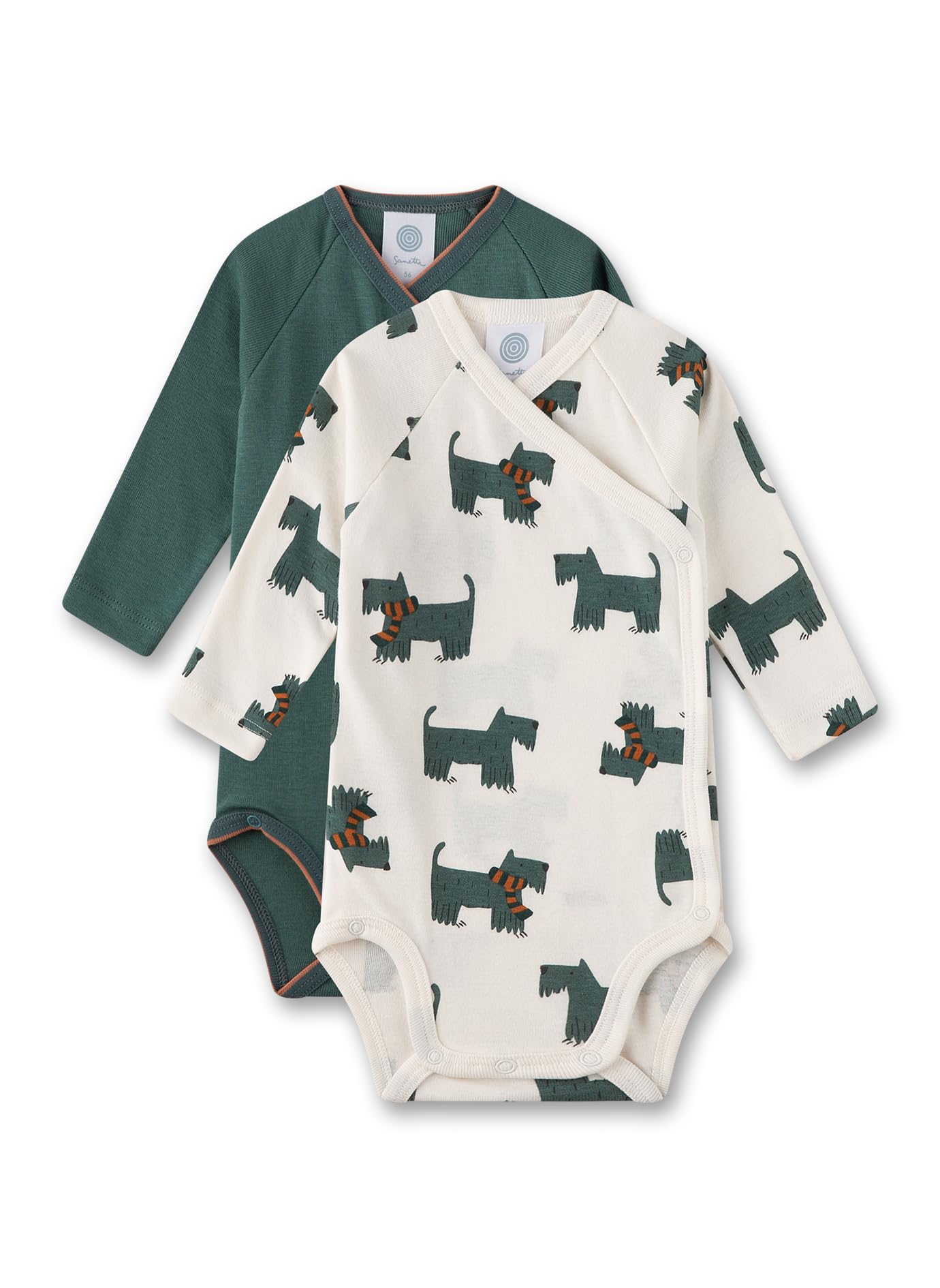 sanetta-wickelbody-langarm-doppelpack-off-white-gr-n-hunde-allover-f-r-jungen image 1