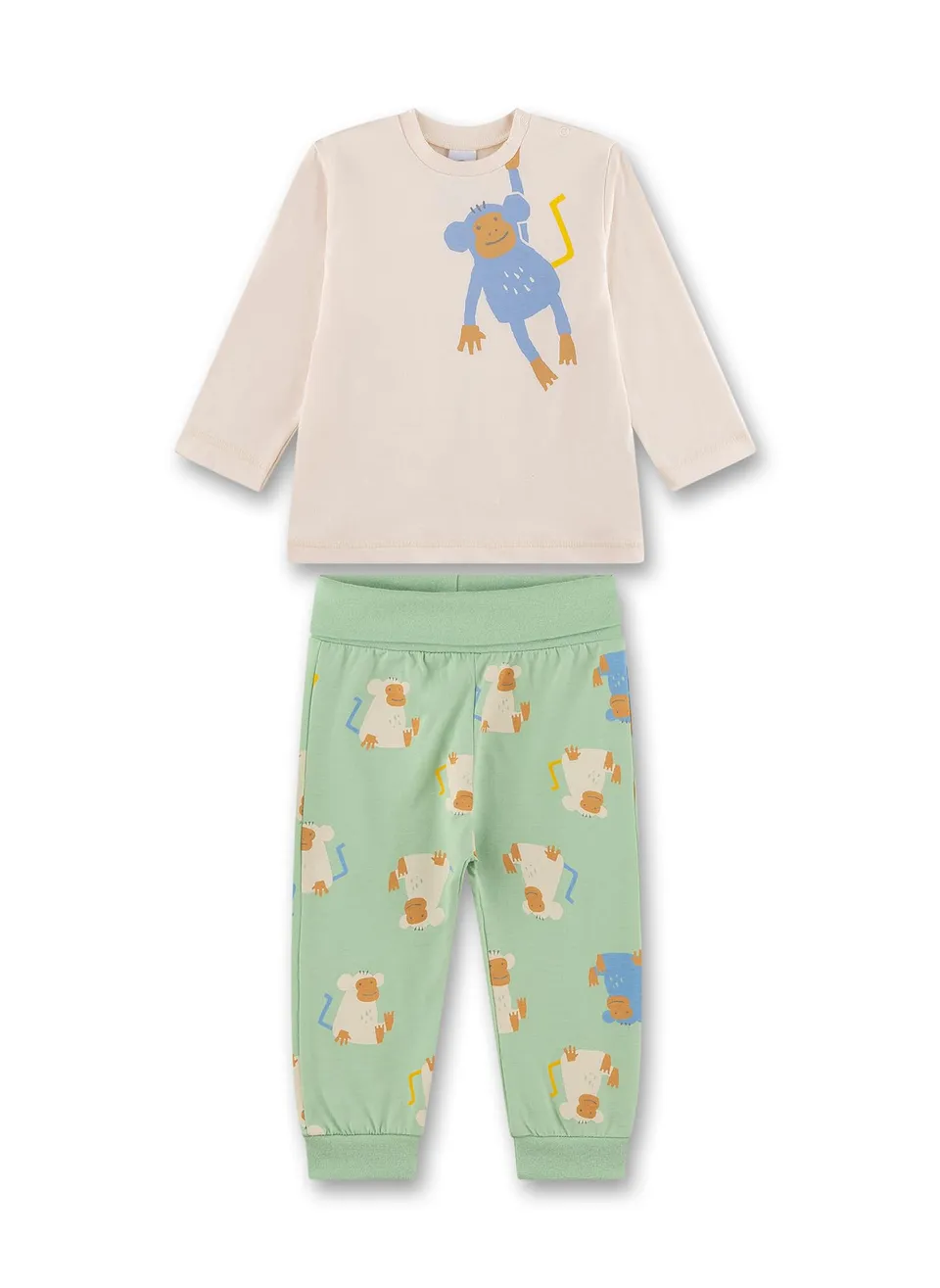 sanetta-jungen-schlafanzug-beige-affe-aus-bio-baumwolle image 1