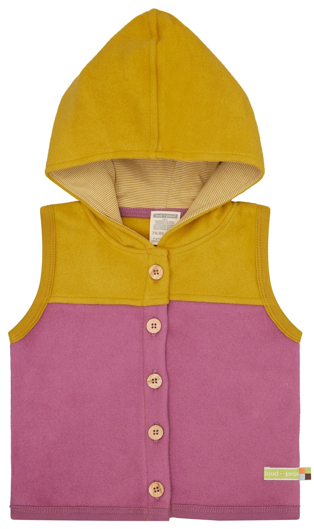 loud-proud-weste-aus-baumwoll-fleece-mit-kapuze-colorblock image 4