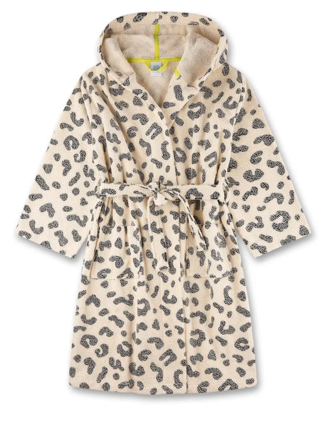 sanetta-m-dchen-bademantel-beige-mit-leo-muster-aus-baumwoll-mix image 1