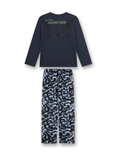sanetta-jungen-schlafanzug-lang-dunkelblau-camouflage-wolf-natural-hunter-baumwo image 5