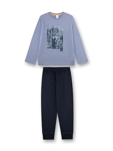 sanetta-jungen-schlafanzug-lang-blau-wolf-aus-baumwolle image 6
