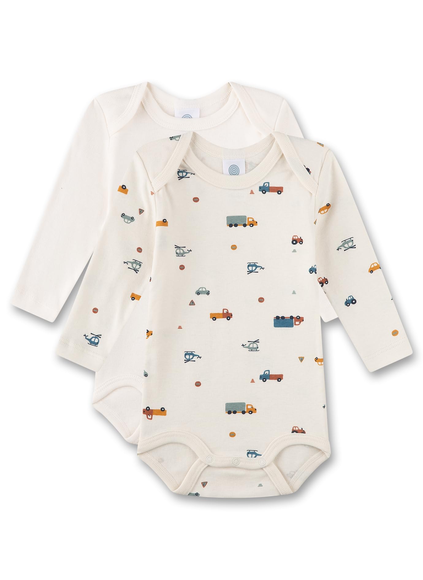 sanetta-baby-body-langarm-doppelpack-beige-fahrzeuge-bio-baumwolle-2er-set image 1