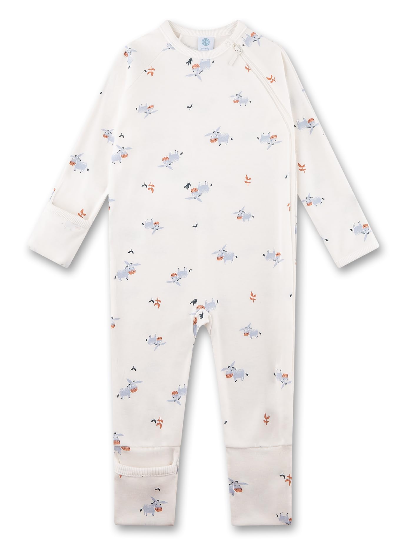 sanetta-baby-strampler-off-white-esel-baby-overall-aus-bio-baumwolle-f-r-jungen image 1