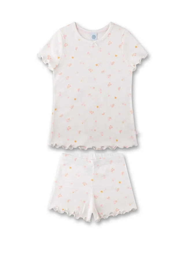 sanetta-m-dchen-schlafanzug-kurz-off-white-blumen-pyjamaset-aus-baumwolle-f-r-m- image 1